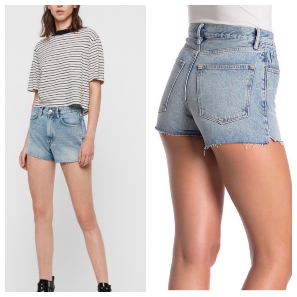 ALL SAINTS Paula High Waist Shorts Indigo Blue Size 25